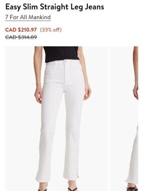 White Straight-Leg Women's Denim Jeans 7 For All Mankind